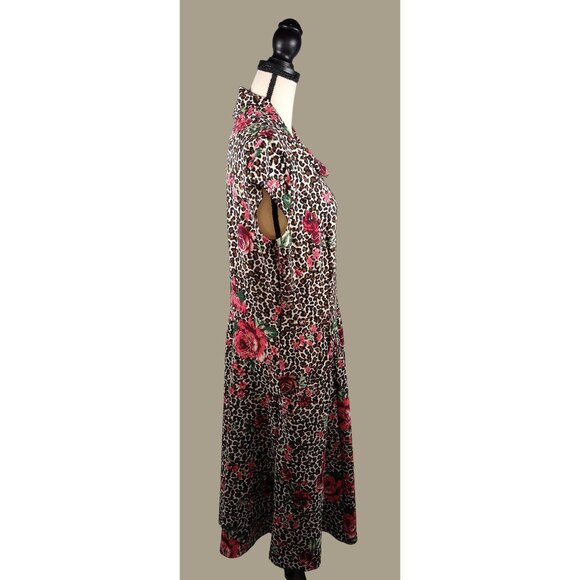 Signature by Robbie Bee Leopard and Rose Print Knee Length Dress Size XL NWT - Picture 4 of 12